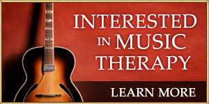 Interested in music therapy? Learn More. Image of a guitar leaned against a wall